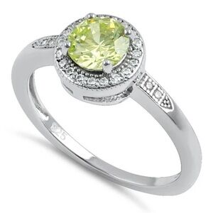NEW Dreamland Sterling Silver Elegant Round Halo Dark Apple Green CZ Ring
